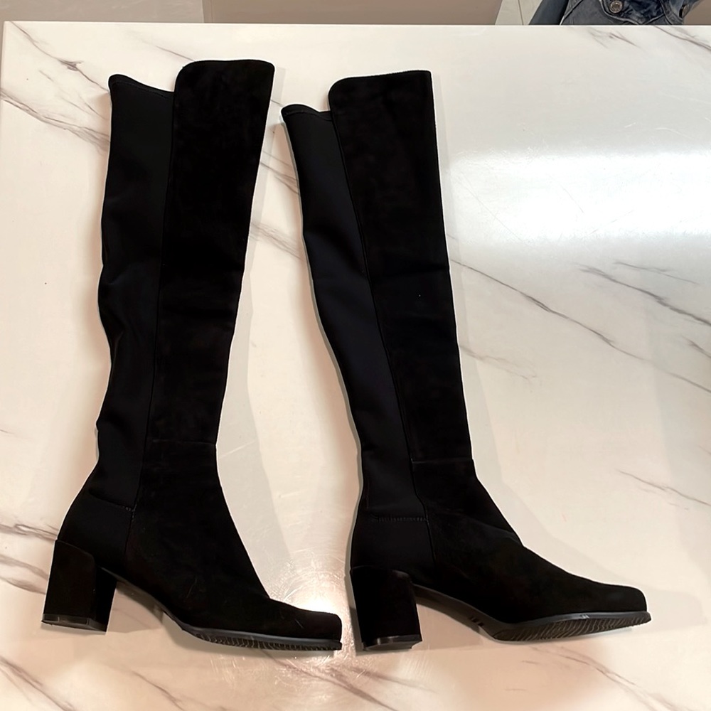 Stuart weitzman over the knee 5050 Boot in black suede 2inch heel